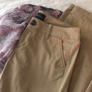 American Eagle khaki kick boot pants, never worn